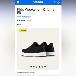 Kids Waterproof Vessi Weekender Black Sneakers